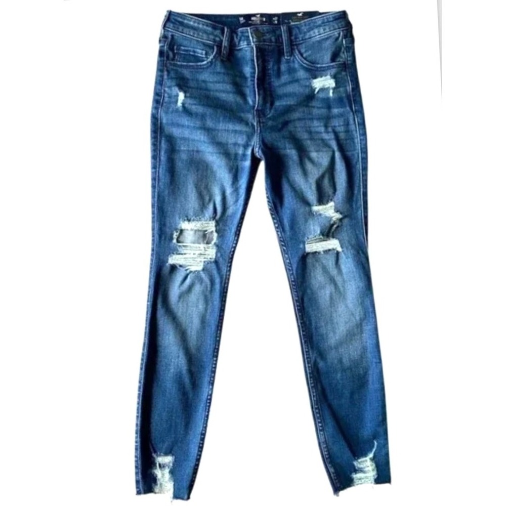 HOLLISTER Soft Stretch HIGH RISE CROP SUPER SKINNY Ripped Jeans 3S W26 L24 25x23